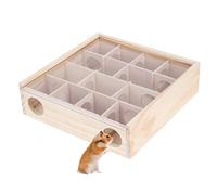 Zerodis Hamster Maze Toy, Natural Wood Rat House with Organic Glass Interactive Intelligent Small Pet Toy for Rat Mouse Mice Hamsters