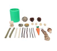 Zerodis Hamster Toys Set, Guinea Pig Enrichment Chew Toy Rodents Teeth Care Chewable Wood Rat Cage Molar Accessories with Tunnel for Chinchillas Gerbils Rabbit Syrian Mouse