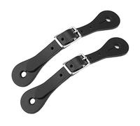 Zerodis Handmade Leather Spur Straps for Horse Riding, Adjustable Western Cowboy Boot Spurs with Metal Buckle for Men and Women, Black
