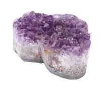 Zerodis Healing Stone, Amethyst Cluster Heart with Natural Violet Crystal for Home Office Decor Spiritual Gift Meditation Energy Cleansing