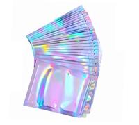 Zerodis Hologram Cellophane Self Sealing Bag, PET Laminated CPP Transparent Zipper Lock Bag, 100PCS 9 X 12cm Iridescent Bags for Candy Biscuit Jewelry Tea Storage