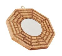 Zerodis Konkaver Bagua Mirror Railer de Madera for Prosperity and Happiness, External Decoration, to Absorb Positive Energy, Peacious Feng Shui Wood