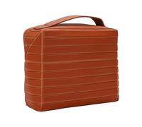 Zerodis Large Capacity PU Makeup Bag Cosmetic Organizer with Striped 3D Design for Travel and Commute (Light Brown)