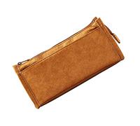 Zerodis Large Pencil Pouch HDPE Paper Pencil Case for Student Stationery Storage Bag Oversized with Double Zipper for 60 Pens and 20cm Ruler (Brown)