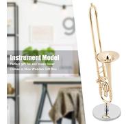 Zerodis Miniature Trombone Replica with Stand and Case, Brass Miniature Instrument Model Musical Home Decor Ornaments, Christmas and Birthday Kids or