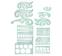 Zerodis Multifunction Drawing Templates 12PCS Plastic Geometric Draft Rulers with Circle Stencils for Architects Students Designers Office School
