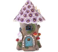 Zerodis Mushroom Garden Statue, Outdoor Solar Fairy House Resin Waterproof Figurine Lights for Outdoor Garden Decor Birthday Gifts