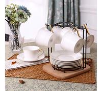 Zerodis Other Kitchen Tools Accessories Stainless Steel Wire Rack for 6 Teacups and Saucers Suitable for Home Storage and Kitchen Organizer Tea Cups Display Stand (Black)