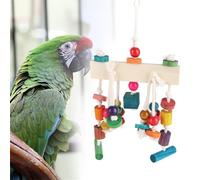 Zerodis Pet Bird Chewing Toy Pendants Wooden Huops for Pico Health, Muscle Exercise of the Feet, Ideal for the Entertainment of the Parrotai