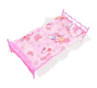 Zerodis Plastic Doll Bed with Pillows and Leaves, Beautiful Details of the Flower Pattern, Good for House Furniture for Children for Children