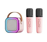 Zerodis Portable Karaoke Machine Wireless Microphone and Light Effects Express Yourself Anywhere with This Mini Karaoke Speaker (Pink with 2 Microphone)