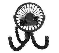 Zerodis Portable Stroller Fan, Battery Operated Cooling Fan with Flexible Tripod Clip Handheld Personal Fan for Car Crib Bike Treadmill (Black)