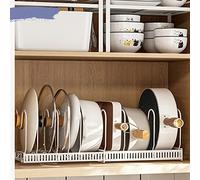 Zerodis Pot Lid Rack Pot Lid Organizer Holder Retractable Adjustable Universal with U Shaped Slots and Bayonet Design for Kitchen Cabinet Storage (White)