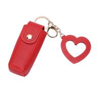 Zerodis PU Leather Lip Balm Pouch, Portable Chap Stick Holder Keychain with Mirror Comfortable Touch Lipstick Holder Bag for Women Travel Essentials 3.54x1.18in (Red)