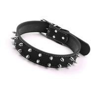Zerodis Punk -style Dogs with Rivet Peaks and Decorations, Universal Leather Pet Neck for Medium to Large Dogs (Black)