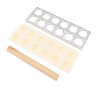 Zerodis Ravioli Maker Set, Aluminum Alloy Dumpling Press with Wood Rolling Pin, Easy Forming, Uniform Shape, Complete Tool for Home Kitchen and Restaurant Use