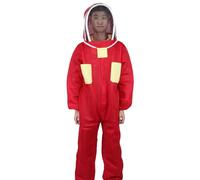 Zerodis Red Beekeeping Suit with Double Zipper and Air Mesh Breathable Design for Beekeeper Protection Chest Pockets Foldable (XXL)