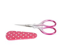 Zerodis Sewing Scissor,Ergonomic Handles Stainless Steel Fabric Cutting Shear Embroidery Crafting Scissor with PU Leather Protector Cover Handcraft for Scrapbooking Photo (Rose Dots)