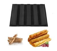 Zerodis Silicone French Bread Bakeware Tray Pan 5 Loaf Rectangular Baking Liners Mat Reusable Non-Stick Hot Dog Bread Molds