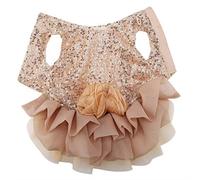 Zerodis Small Dog Dress, Sequined Princess Pet Costume with Big Flower Front Design and Gauze Hemline, Soft Polyester Material, for Pet Wedding Gathering Photograph Taking (M)