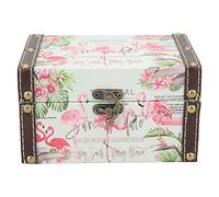 Zerodis Small Jewelry Box Flamingo Jewelry Box Flamingo Print ring holder for jewelry British Style Home Antique Vintage Wooden Jewelry Storage Gift Box Home Decoration ring box Print Necklace