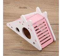 Zerodis Small Pet Toys House Wooden Home With Slide And Stairs For Small Animals Comfort And Fun For Squirrels And Gerbils Colorful Pet Hamster (Pink)