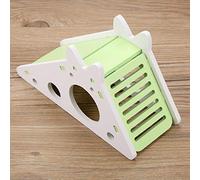 Zerodis Small Pet Toys House Wooden Home With Slide And Stairs For Small Animals Comfort And Fun For Squirrels And Gerbils Colorful Pet Hamster (Green)