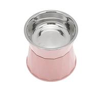 Zerodis Stainless Steel Cat Bowl, Raised Elevated Pet Food Dish with Non Slip Rubber Base for Cats Dogs, 14cm Wide Anti Spill Easy Clean Design (Pink [high double bowl])