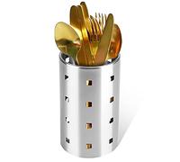 Zerodis Stainless Steel Cutlery Drainer Kitchen Utensil Holder Cutlery Baskets Organizers Round Storage Rack for Spoons Knives Forks for Women Mum (L)