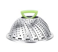 Zerodis Steamer Compartments Steamer Basket Expandable Vegetable Fruit Dumpling Egg Food with 3 Legs and Removable Nylon Handle for Kitchen Cooking Storage Stainless Steel Folding