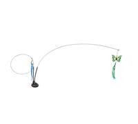 Zerodis Suction Cat Feather Wand Toy, Double End Removable Steel Wire Interactive Cat Teaser Stick with Strong Suction Cup Base, for Indoor Cats of All Ages (Green Scalewing and Blue)