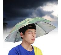 Zerodis Umbed Mounted on the Wind Protection Head of 65 Cm Sun Protection for Fish From Hiking Offices, Adjustable Head Hat with Metal Supports, Exterior Umbrella for Men and Women, Polyester + Iron