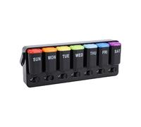 Zerodis Weekly Tablet Organizer, 7 Day Case with Indicator, Detachable Design for Home and Travel, 20x7.5x4.5cm, Safe ABS Material (Black)