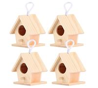 Zerodis Wooden Bird House Hanging Bird Nesting Box 2.8x3.0x2.4in Platane Wood Outdoor Garden Decor with Hanging Rope Moisture Resistant Refuge for Small Birds Yard Patio Tree
