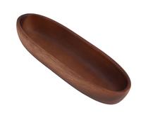 Zerodis Wooden Bowl, Multipurpose Salad Dessert Fruit Snack Use, Natural Solid Wood Durable Material, Handcrafted Smooth Finish, Boat Shaped Table Decor for Dining