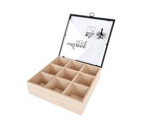 Zerodis Wooden Tea Bag Organizer Modern Simple 9 Compartment Tea Bag Storage Box with Thick Glass and Metal Hardware for Kitchen Countertop Office Supplies Jewelry (Home)