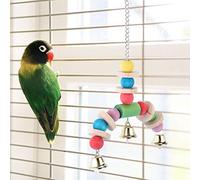 Zerodis Wooden Wood Hanging Colorful Pearls for Toys for the Decoration of the Bird Cage, Chewing Safe and Bite Resistant, 22x18.5x3.5 Cm