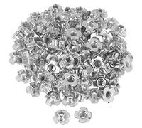 Zerodis Zinc Plated T Nuts, 100pcs 4 Pronged Carbon Steel Woodworking T Nut Assortment with 5 Sizes for Woodworking Furniture Projects (M6)