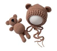 Zeroest - Newborn Baby Girl Handmade Crochet Hat Set for Newborn Photo Shoot (Camel)