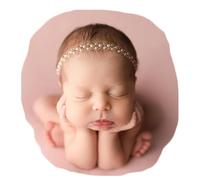 Zeroest Newborn Photography Props Photoshoot Pearl Headbands for Baby Girl Posing Photo Props Beaded Headband (Gold, One Size)