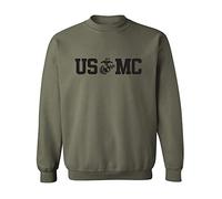 zerogravitee USMC Eagle Globe Anchor Crewneck Sweatshirt, Military Green, M