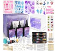 ZEROMX UV Resin Kit with Light - 415pcs UV Resin Jewelry Making Kit with 38W Fast Curing Lamp, DIY Crafts Kit for Adults, Hairpins & Necklaces Making Supplies, Handmade Gift Kit for Beginners