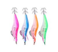 Zerone Fishing Lures, 10cm 4pcs Soft Plastic Lures and Hard Fishing Lures, Electric Luminous Bionic Shrimp Shape Saltwater Squid Fishing Lures