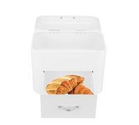 Zerone Rustic Farmhouse Bread Box, Cast Iron, 2 Shelves, Milky White Storage Container, 30x18x26cm