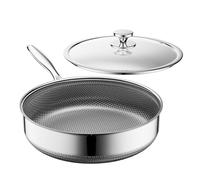 ZEROPAN Deep Frying Pan Nonstick with Lid 30cm Hybrid, Saute Pan with Lid Stainless Steel, Stay-Cool Handle, Dishwasher, PFAS PFOA & PTFE Free, Oven-Safe Up to 260°C, Suitable for All Cooktops