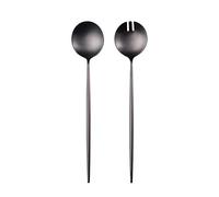 Zerophilo Salad Servers,Spoon and Fork Set 11.41 inch,18/10 Stainless Steel Salad Serving Titanium Plating (Black)