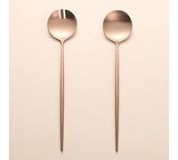 Zerophilo Salad Servers,Spoon and Fork Set 11.41 inch,18/10 Stainless Steel Salad Serving Titanium Plating (Rose gold)