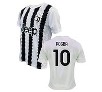 ZeroPlayer Bianconeri Custom Shirt with Name and Number of Paul Labile Pogba 10 Home 2022 2023 Official Replica, White, Black, 100% Polyester