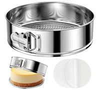 ZeroPone 10 Inch 304 Stainless Steel Springform Pan with Removable Bottom, Nonstick Round Spring Form Cheesecake Pan with 30 Pcs Parchment Paper Liners