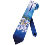 zerosevenee Cross Ties Mens Jesus is Lord Necktie Christian Tie Religious Neckties for Men, Navy, One size